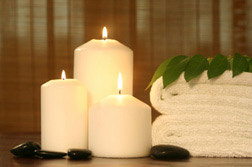 relaxing candles soft towels